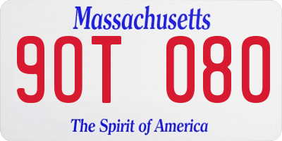 MA license plate 9OT080
