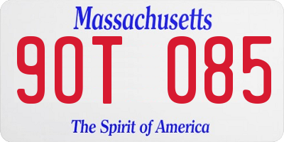 MA license plate 9OT085