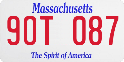 MA license plate 9OT087