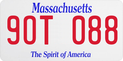 MA license plate 9OT088