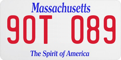 MA license plate 9OT089