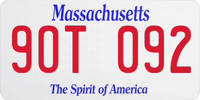 MA license plate 9OT092