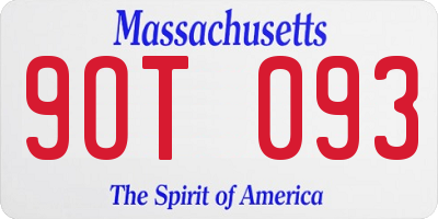 MA license plate 9OT093