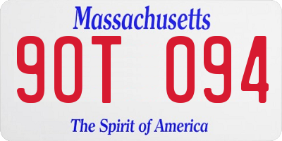 MA license plate 9OT094