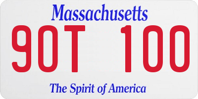 MA license plate 9OT100