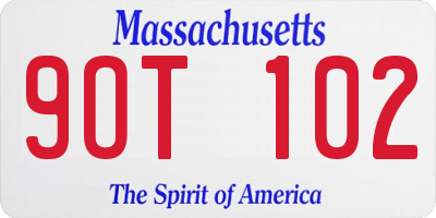 MA license plate 9OT102