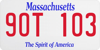 MA license plate 9OT103