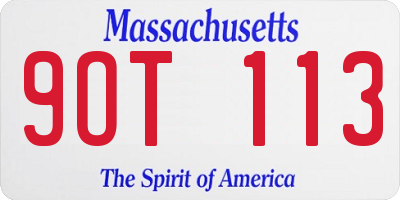 MA license plate 9OT113