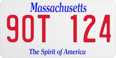 MA license plate 9OT124