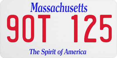 MA license plate 9OT125