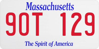 MA license plate 9OT129
