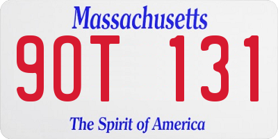 MA license plate 9OT131