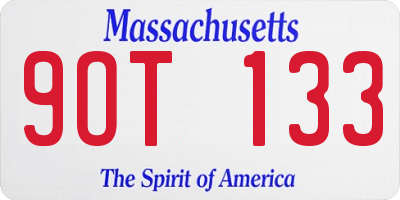 MA license plate 9OT133