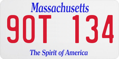 MA license plate 9OT134