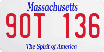 MA license plate 9OT136