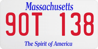 MA license plate 9OT138