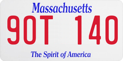 MA license plate 9OT140