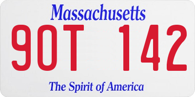 MA license plate 9OT142
