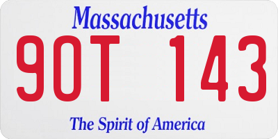 MA license plate 9OT143