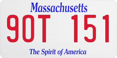 MA license plate 9OT151