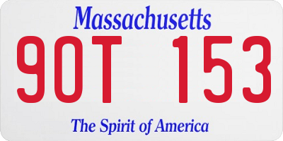 MA license plate 9OT153