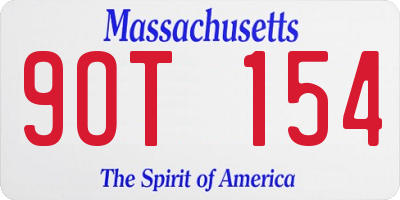 MA license plate 9OT154