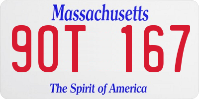 MA license plate 9OT167