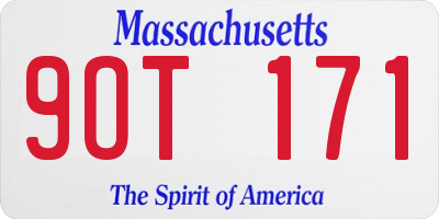 MA license plate 9OT171