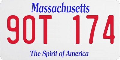 MA license plate 9OT174