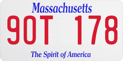MA license plate 9OT178