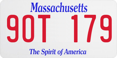 MA license plate 9OT179