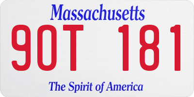 MA license plate 9OT181