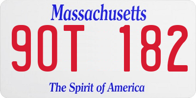 MA license plate 9OT182