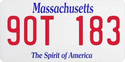 MA license plate 9OT183