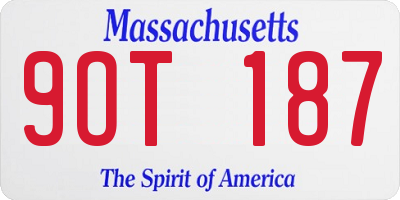 MA license plate 9OT187