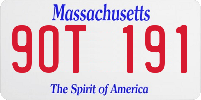 MA license plate 9OT191