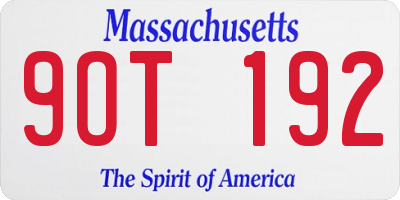 MA license plate 9OT192