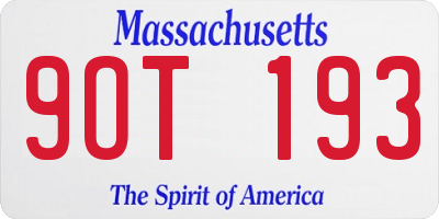 MA license plate 9OT193