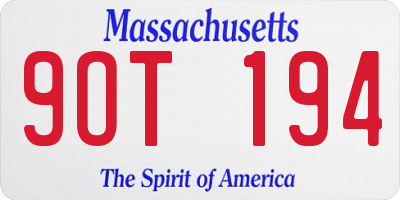 MA license plate 9OT194