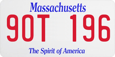 MA license plate 9OT196