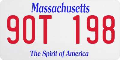 MA license plate 9OT198
