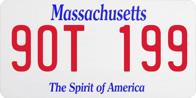 MA license plate 9OT199
