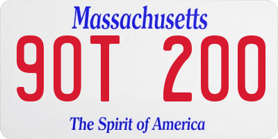 MA license plate 9OT200