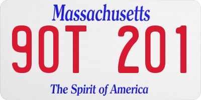 MA license plate 9OT201
