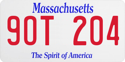 MA license plate 9OT204