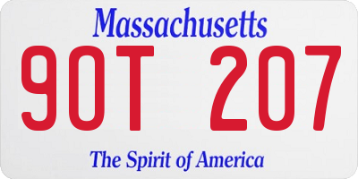 MA license plate 9OT207