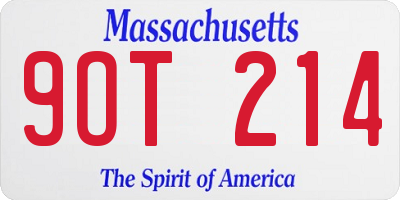 MA license plate 9OT214