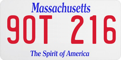 MA license plate 9OT216