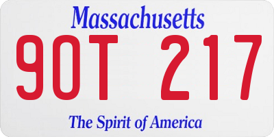 MA license plate 9OT217