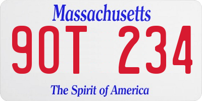 MA license plate 9OT234